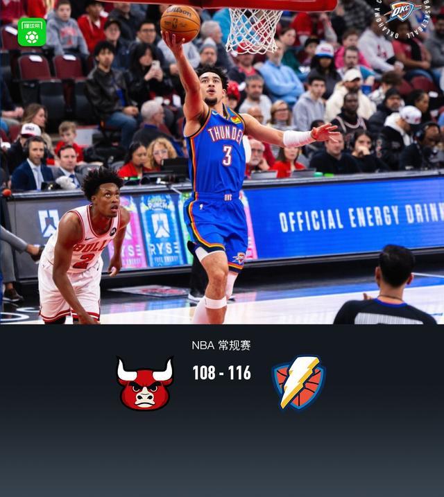 开运体育手机APP下载-雷霆116-108力克公牛，麦凯恩20分，切特12分11板